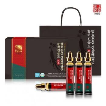 [고운삼] 발효홍삼 산삼배양근 활력진골드 앰플 20ml x 7병 쇼핑백 포함
